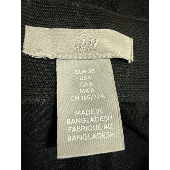 H&M Women's Black High Waisted Textured Zip Casual Pencil Mini Skirt Size 6 - Picture 4 of 5